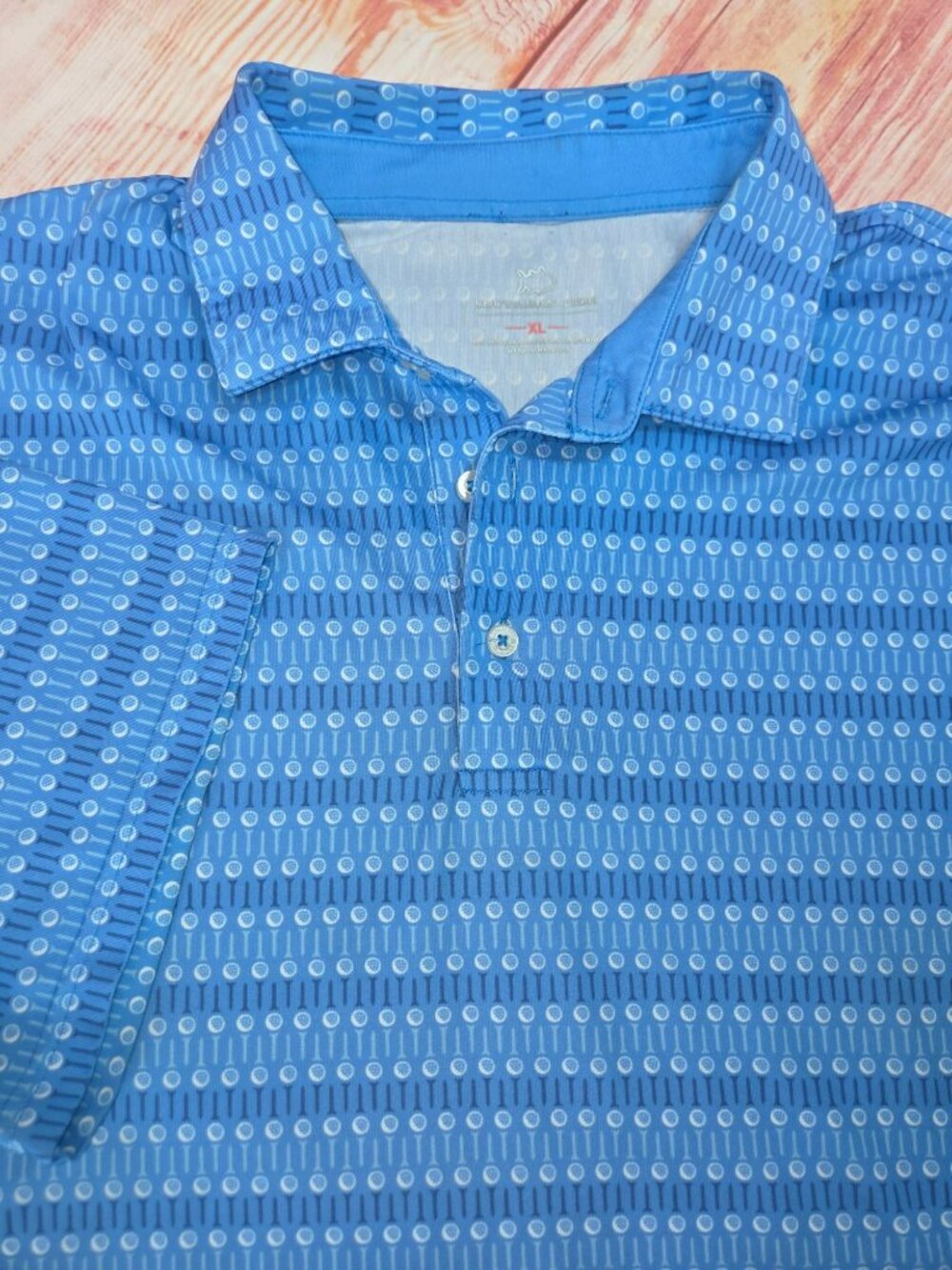 Southern Tide Blue Tennis Racket Print Polo XL